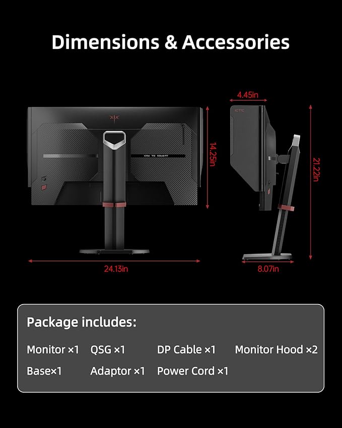 KTC 27M1 27 Inch Gaming Monitor, 1440P Monitor with Speakers Built in, 210Hz Monitors with Shielding Hood, Fast IPS, Adaptive Sync, 130%sRGB, 1MS(MPRT), VESA Mount, Tilt/Swivel/Pivot/Height Adjustment