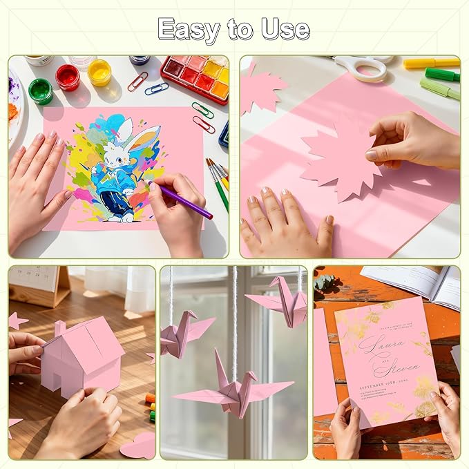 40 Sheets Cardstock 8.5x11, 65lb Pink Card Stock, Construction Paper, 180gsm Thick Printer Paper for Printing, Painting, Card Making, Kids School Supplies,Party Decorations
