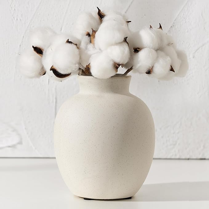 SIDUCAL Spotted Ceramic Modern Style Vase, 5.7 Inch Rustic Farmhouse Boho Vase for Home Decor, Terracotta for Table, Living Room, Wedding, Mantel Decoration, Speckled White