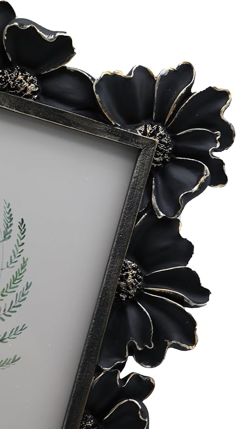 8x10 Vintage Picture Frame, Antique Black Ornate Photo Frame, for Tabletop and Wall Display, Decorative Floral Design Retro Home Decor, Old Fashioned Photo Gallery Art