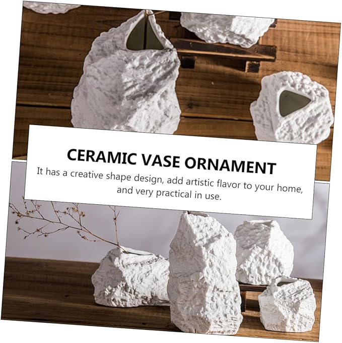 TOYANDONA Imitation Stone Ceramic Vase Artistic Home Decor Ornament for Tabletop Minimalist Flower Vase for Dried Flowers and Unique Housewarming