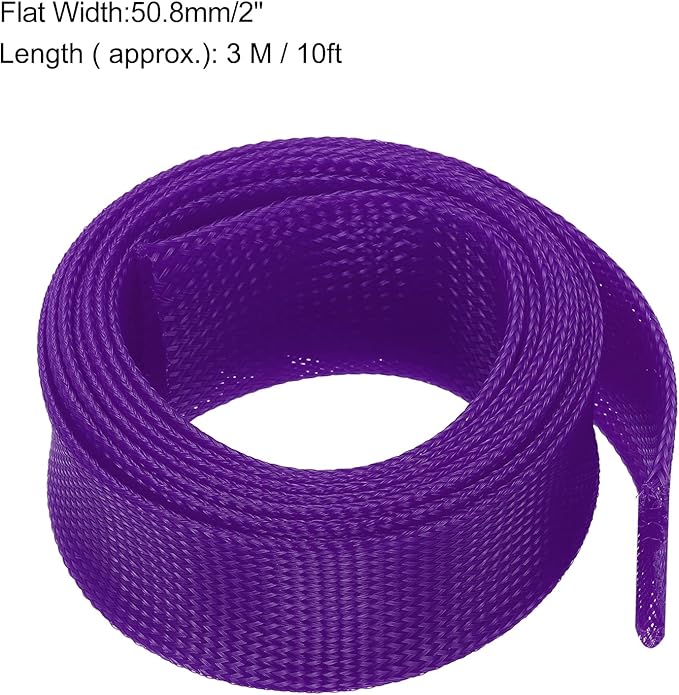 uxcell Expandable Sleeving, 2-inch 10ft Cable Sleeve, Purple