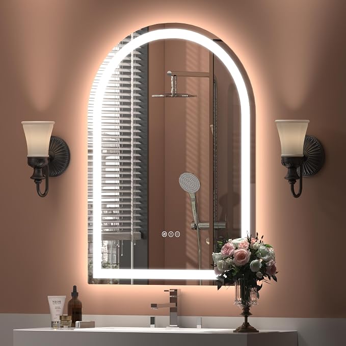 Arched LED Bathroom Mirror 22x30 Inch, LED Vanity Mirror with Backlit and Frontlit, Dimmable Lighted Illuminated Mirror, Anti-Fog,Memory, 3 Colors, Shatter-Proof, ETL Listed