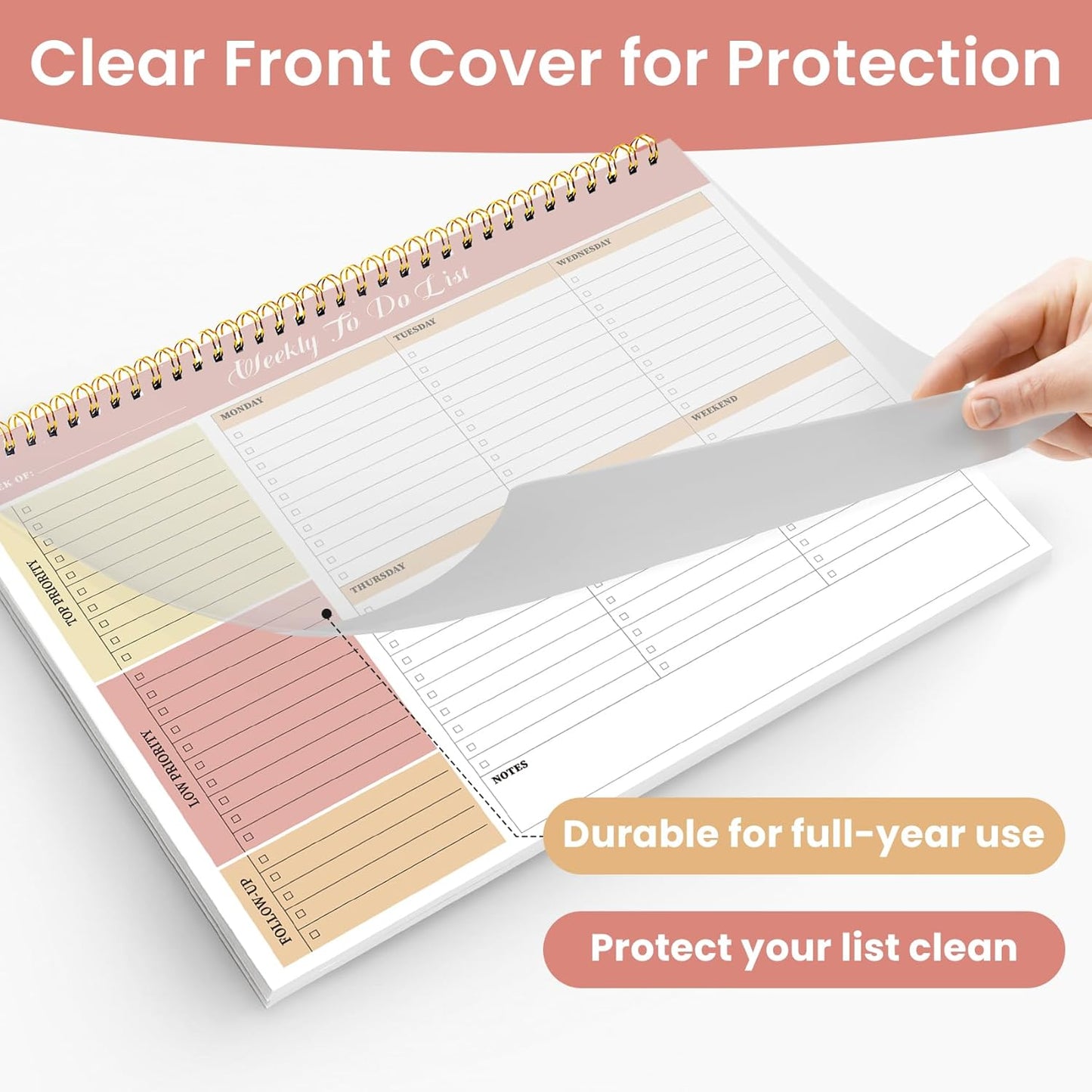 Sunshine Petal Weekly To-Do List Notepad - 52 Undated Sheets | 8.5" x 11" Office Planner
