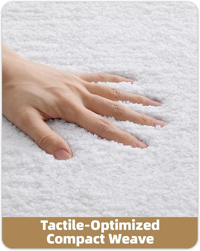 Color&Geometry Small Bath Mats for Bathroom, 16"x24" White Bathroom Rugs, Non Slip, Absorbent, Soft, Washable, Microfiber Bathmat Shower Mat Outside Shower
