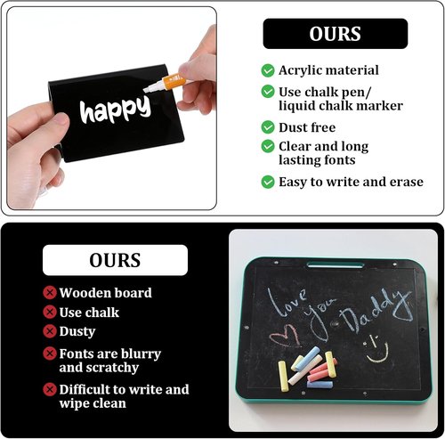 Skiennix Acrylic Mini Chalkboard Signs - 20 Pack Black Food Labels for Weddings & Buffets