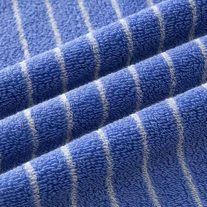 Blue Striped Hand Towels, Bathroom Hand Towel Set of 6, 13" By 29" - 100% Cotton | Quick Dry | Absorbent | Light Weight, Soft Face Towel for Showering & Guest, Luxury Towel Gift