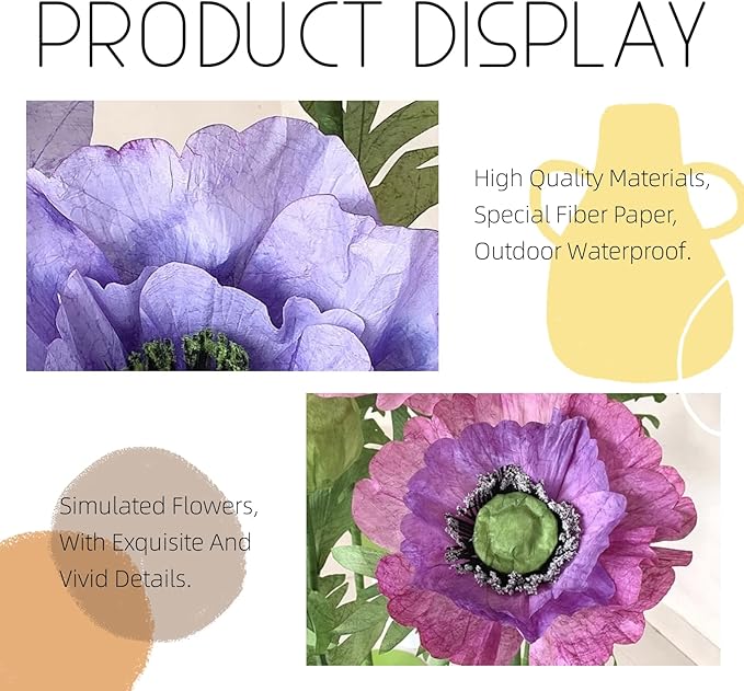 Giant Artificial Flower for Decoration, 9 Pcs/Set Artificial Flower for Wedding Birthday Christmas Purple Party Banquet Backdrop Decor Photography Props, Shop Window Display