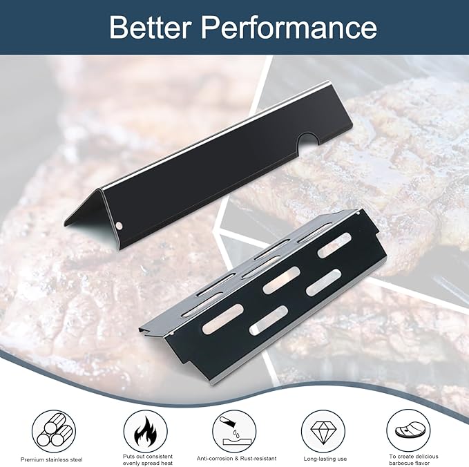 Grieptra Flavorizer Bars,Heat Deflectors and Grill Burner for Weber Genesis II E-410, S-410, LX E-440, S-440 (Porcelain Steel, 66030 * 7+ES/410 * 4+66790 * 4)