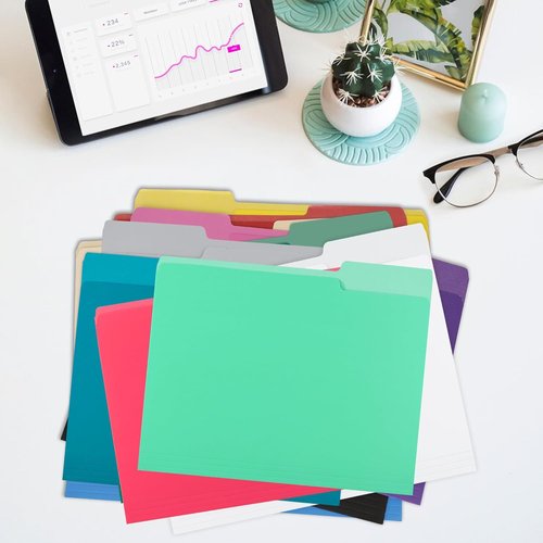 PMYBUPo File Folders - 18 Pack Letter Size 8.5x11 Inch | Colorful 1/3 Cut Tab Purple Office Organizers