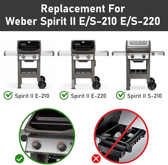 Uniflasy for Weber Spirit 2 Grill Parts, 15.3" Flavorizer Bars for Weber GS4 I & II 200 Series, Spirit II E210 S210 E215 E220 S220 with Front Mounted Control Grill, 16GA All-Black Enamel Heat Plates