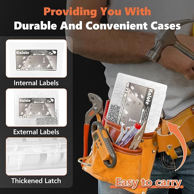 292PCS Cable Clamps, Cable Clips for Management Cord Organizer, 6 Sizes-3/16'' 1/4'' 3/8'' 1/2'' 3/4'' 1'' White PA66 Nylon R-Type Plastic Screw Mounting Cord Clamp Assortment Kit with M4 Screws