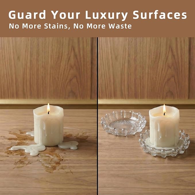 Bubble Smoky Glass Candle Holder – Modern Anthropologie-Inspired Decor Dish for Small Candles & Diffusers | Stylish Tabletop Accent for Home Bar & Cozy Living Spaces (2, Clear)