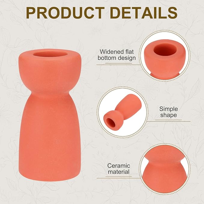 uxcell 2 Pack Candlestick Holder Orange Red Ceramic Taper Candle Holder Candle Stand Holders Modern Style Decoration for Centerpiece Tabletops Anniversary