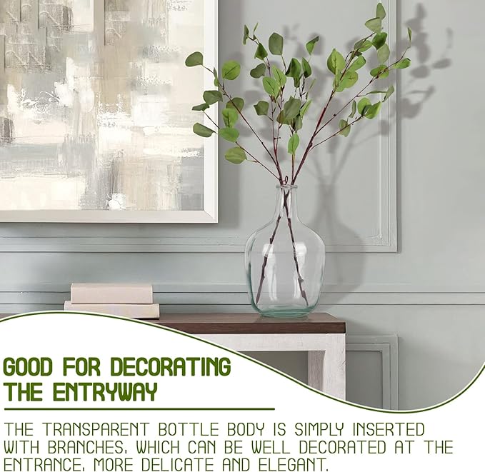 Clear Glass Vase Tall Farmhouse Vase for Branches Glass Vases for Centerpieces in Home Decoration (M)