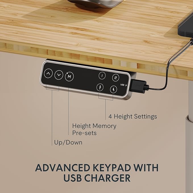 FLEXISPOT E6 Pro Oval Leg Dual Motor 3 Stages Bamboo Electric Standing Desk 55x28 Inch Whole-Piece Board Height Adjustable Electric Sit Stand Up Desk (White Frame + Bamboo Desktop)