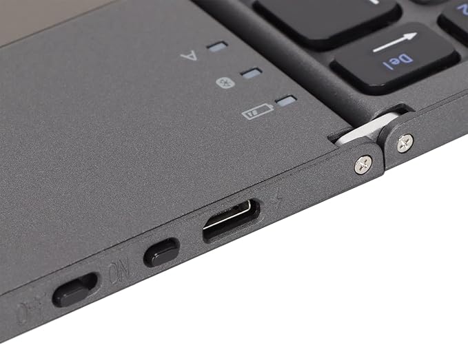 Gugxiom Foldable Wireless Keyboard with Touchpad, Foldable Design 63 Keys BT 3.0 Keyboard for Smartphone Tablet Laptop Travel, Mute, Pocket Size, USB Charging (Dark Gray)
