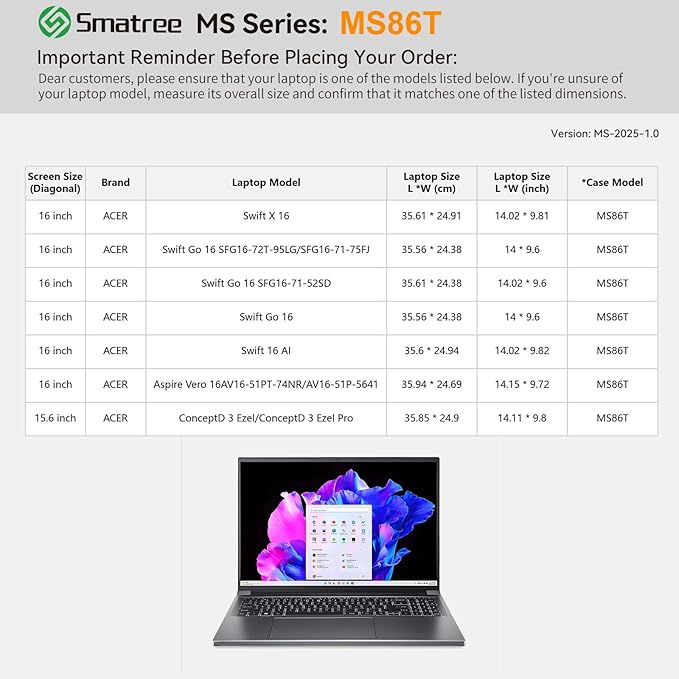 Smatree MS86T Hard EVA Protective Sleeve with Stand Compatible for 16 inch Acer Aspire Vero 16 AV16, for Swift X 16/16 AI/Go 16, for 15.6 inch Acer ConceptD 3 Ezel/ConceptD 3 Ezel Pro Sleeve, Green