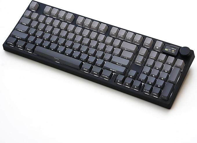 NJ98 Wireless Custom Mechanical Keyboard with Screen Knob 96% Hot Swappable RGB Keyboard Mac Windows (Dark, Steel Plate - Box Taro Ice Cream Pro)