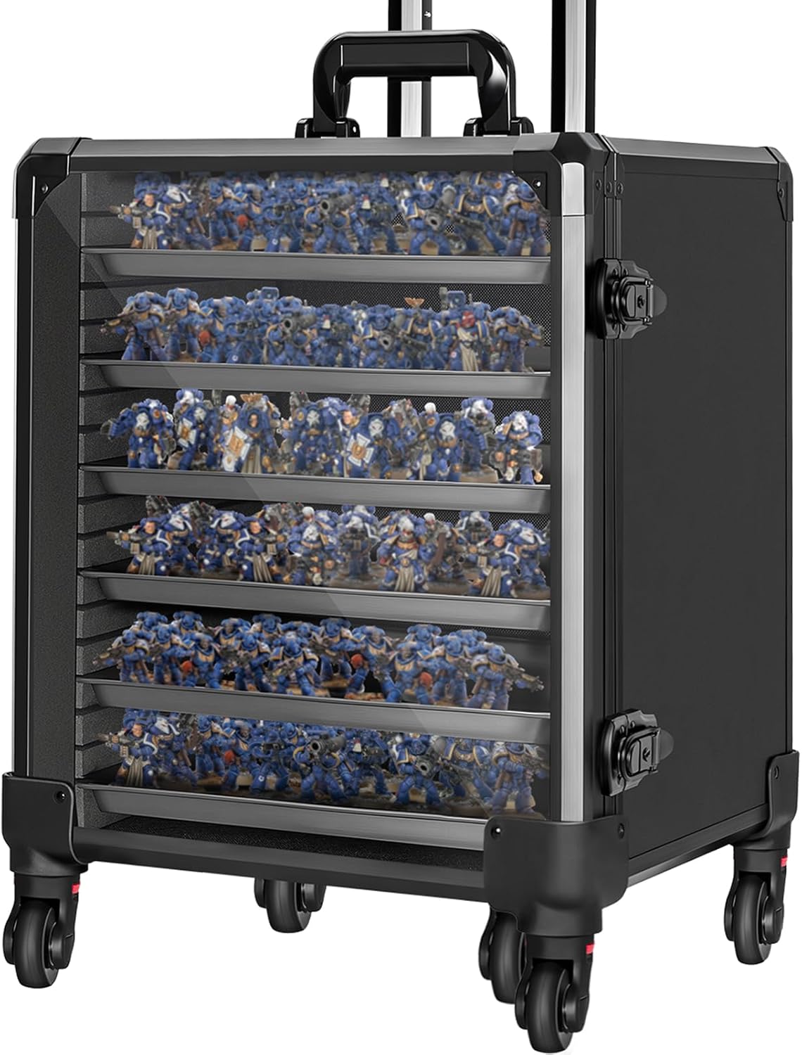 Skiennix Miniatures Storage Case - Aluminum Alloy Frame with Lock & Trolley | Large Size Display