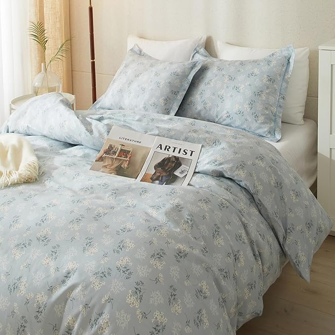 HighBuy Blue Flowers Bedding Comforter Sets for Twin XL Bed 3 Piece Vintage Floral Comforter Twin XL for Girls Teens Bedroom,Farmhouse Floral Comforter Fluffy Soft for All Season