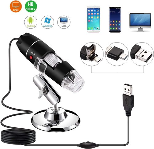 Jiusion Digital Microscope - 40 to 1000x Magnification, 8 LED Mini Camera with OTG Adapter | Compatible with Mac & Windows