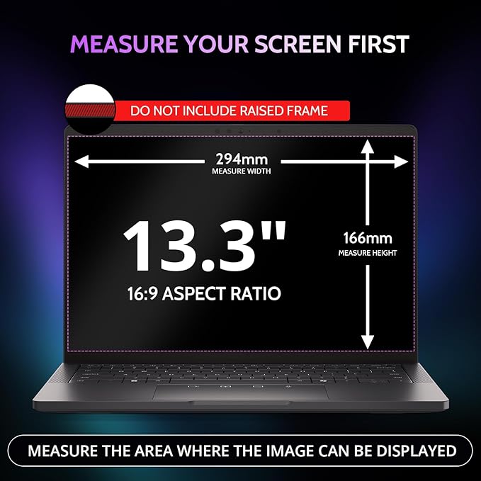 Peslv 360° 4 Way Laptop Privacy Screen for 13.3 Inch 16:9 Aspect Ratio Computer Monitor, Anti Glare Blue Light Spy Filter Private Cover, Bubble-Free Black Security Protector