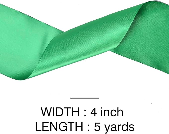 YAMA Green Double Faced Satin Ribbon, 4 Inch 5 Yards, Great for Crafts Bows Flower Bouquet Wedding Home Decor Gift Wrapping