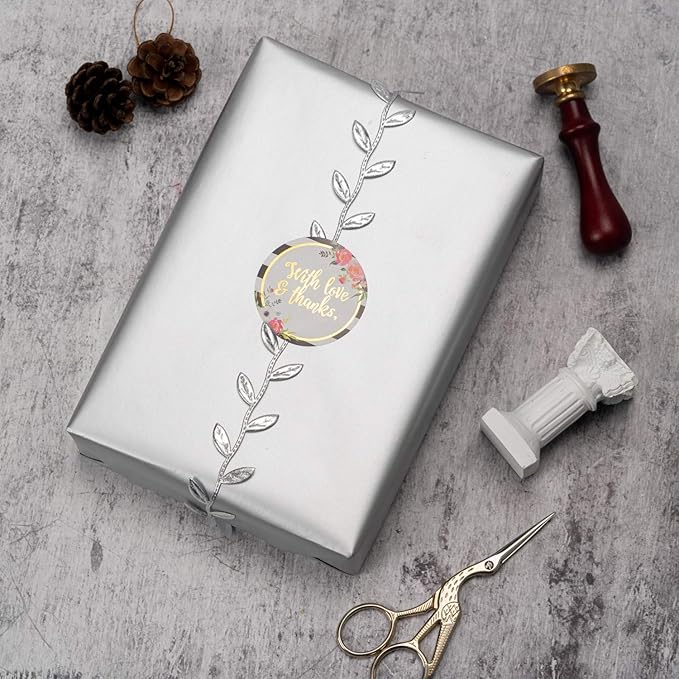 MAYPLUSS Wrapping Paper Roll - 3 Mini Roll - 17 in X 120 in Per roll - Sliver Floral, Silver Elegant Wrapping Paper for Girl,Women Wedding Party Birthday,Valentine's Day,Mother's Day