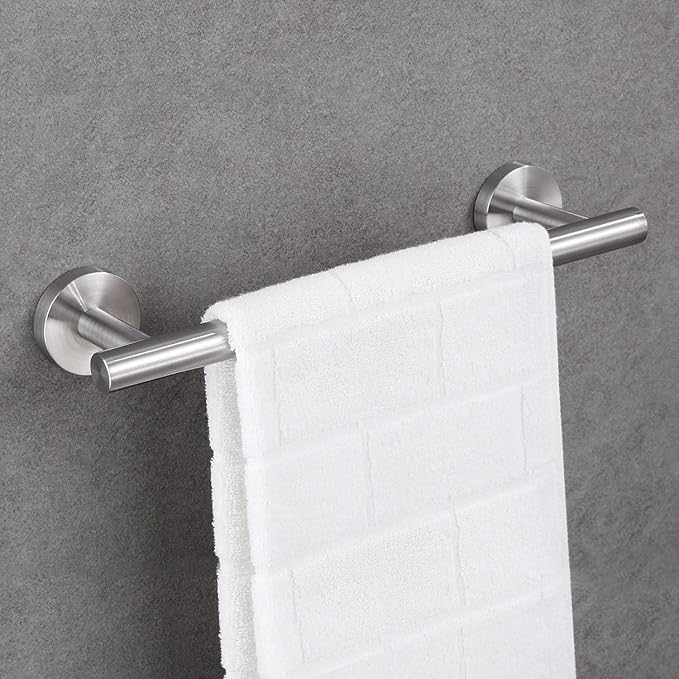 USHOWER Brushed Nickel Hand Towel Bar, 9-Inch Towel Racks for Bathroom Wall-Mounted, SUS304 Stainless Steel Towel Rod (Total Length 11-Inch)