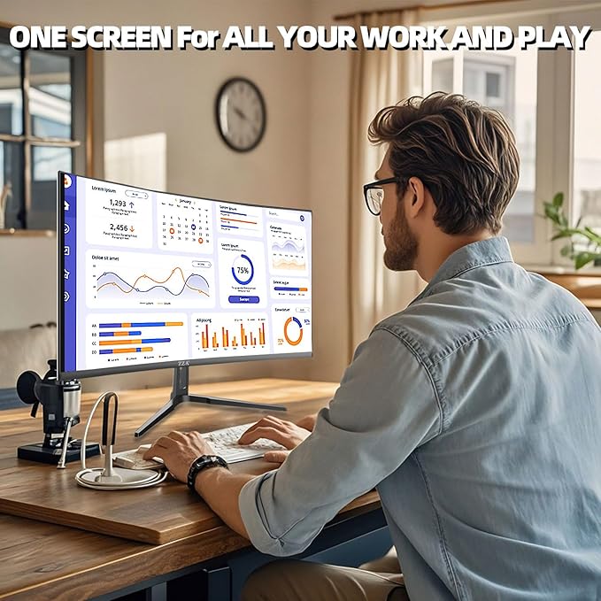 ZZA 32" Curved Gaming Monitor, 4K UHD (3840 x 2160) VA Display, 1500R Immersion, 144Hz/160Hz Refresh Rate, Advanced Computer Screen, Supports AMD FreeSync Premium, 120% sRGB Color Gamut,HDMI 2.1/DP1.4