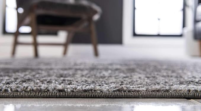 Unique Loom Bromley Collection Area Rug - Wells (2' x 8' 8" Runner, Dark Gray/ Gray)