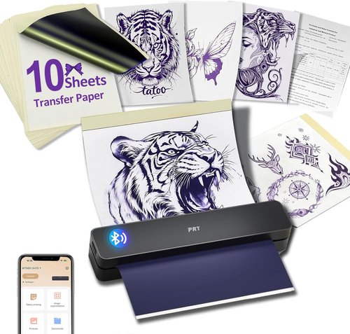MT660 Wireless Tattoo Stencil Printer - Portable Bluetooth Thermal Machine with 10 Stencil Papers & USB-C Cable