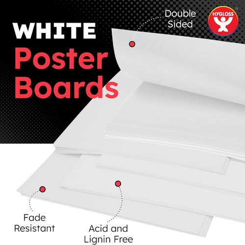 Hygloss Medium Poster Board - 25 Bulk Pack of 11x14 White Poster Boards | 10 Pt. Thickness for Crafts & Displays