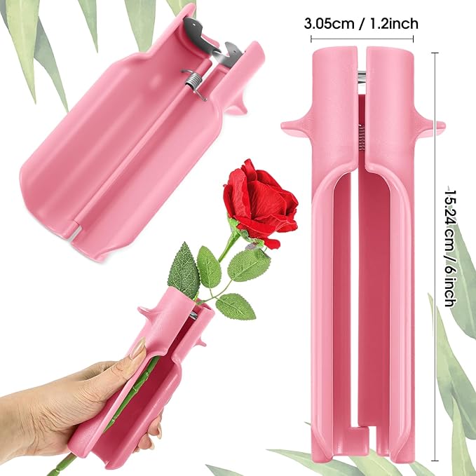 Lasnten 4 Pcs Rose Thorn Stripper Tool Thorn Remover Rose Cleaner Tool to Remove Leafs Thorns for Christmas Wedding Home Flower Shop DIY Florist Gardening Making Floral Arrangement(Pink)