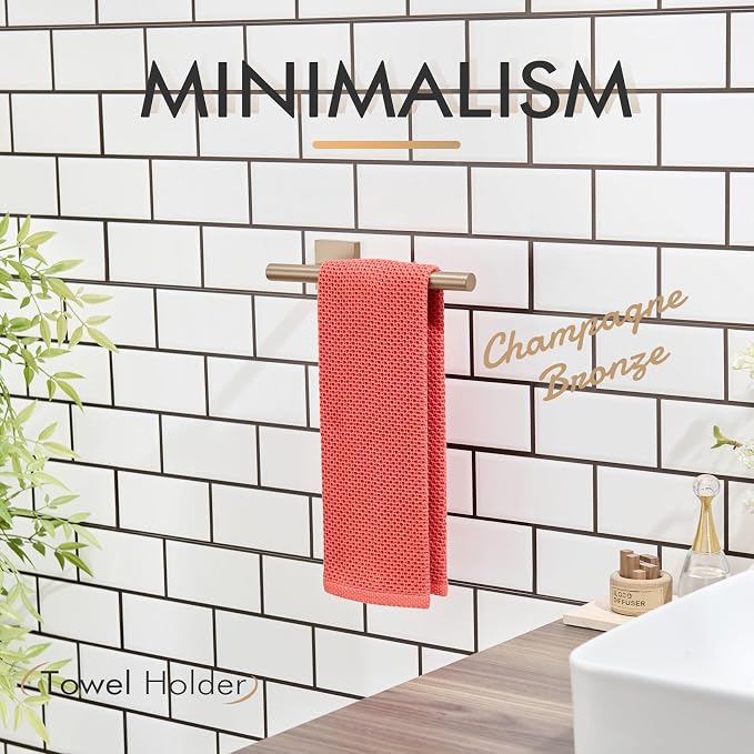 KOKOSIRI Bathroom Towel Bar Hand Towel Holders Wall Mount Toilet Kitchen Cabinet Paper Holder Stainless Steel Bath Hardware Champagne Bronze, B3008CPG