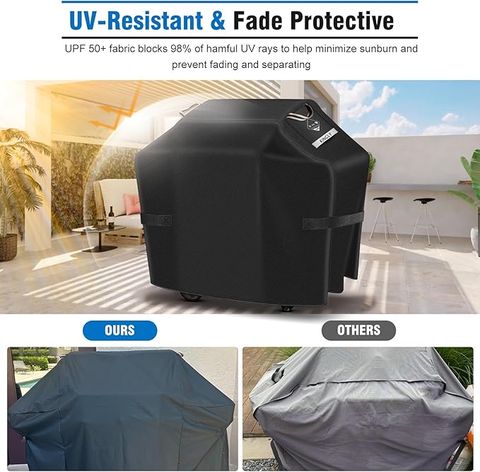 KINGLY Heavy Duty 55 Inch Grill Cover for Outdoor Grill,600D Waterproof Fade Resistant 55 Inch BBQ Gas Grill Cover for Weber Outdoor Grill with Strap,Barbecue Cover for Weber Char-Broil Nexgrill,etc