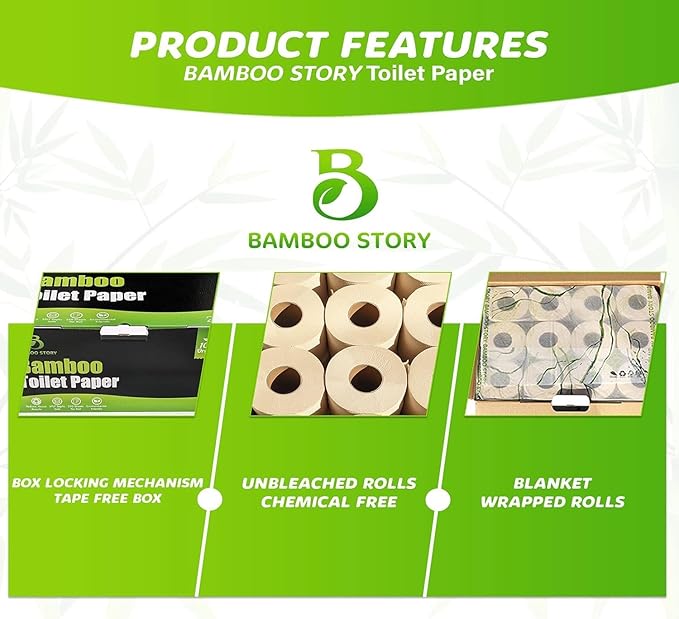 Premium Toilet Paper 6 Rolls, 3PLY & 350 Sheets | FSC Certified, Biodegradable, Unbleached, Chemical Free, Plastic Free, BPA Free, Septic Safe Toilet Tissue (6)