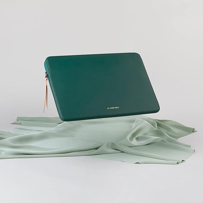 Comfyable Slim Protective Laptop Sleeve 14 Inch Snugly Compatible with MacBook Pro 14-inch M5 M4 M3 M2 M1 Pro/Max 2025, PU Leather Bag Waterproof Cover Notebook Computer Case for Mac, Green