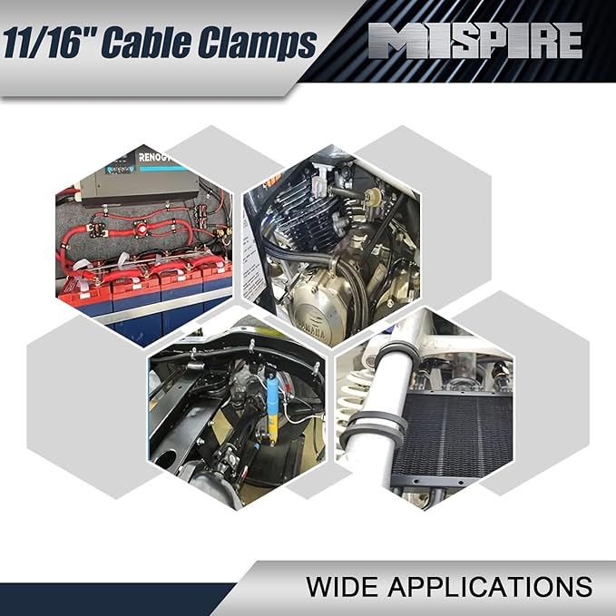11/16 Inch Cable Clamps 50 PCS, 304 Stainless Steel Hose Pipe Clamps, Automotive Wire Rubber Insulated Clamps, Metal Clamps for Tube, Pipe and Wire Cord Installation