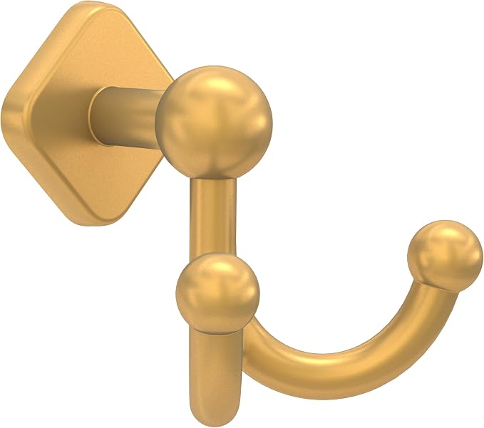 Franklin Brass Gainesville (1-Pack) Towel Hooks Satin Gold Double Bathroom J Hooks Wall Mounted for Robes & Towels Hand Towel Hook Holder Kitchen, Bathroom Accessories GNV35-SG