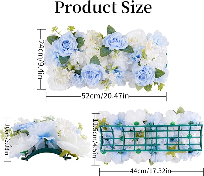 Flower Centerpieces for Tables - 10 Pack Wedding Arch Artificial Flowers Blue Arrangements Center Piece for Reception, Living Room, Kitchen, Dining Table Runner Decorations(20.5 * 9.4''/52 * 24cm)