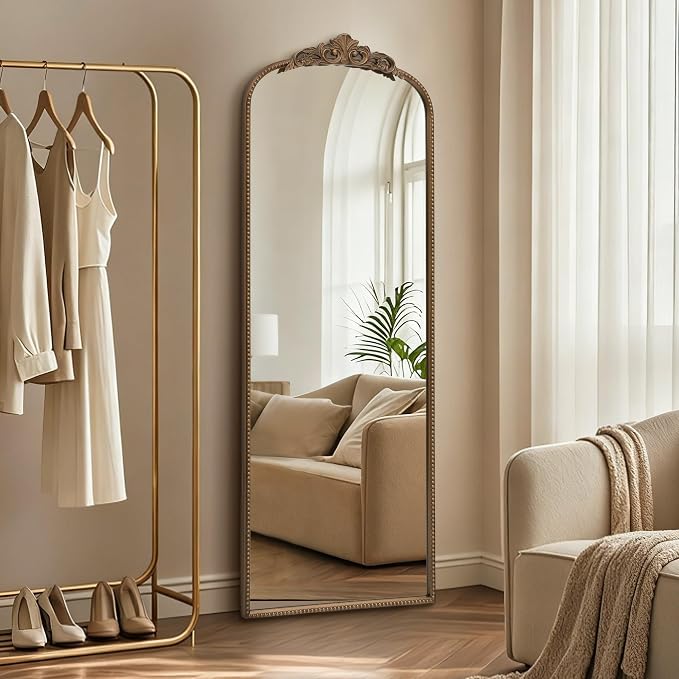 Micasso Gold Full Length Mirror: 21''x56'' Baroque Antique Floor Long Body Mirror - Traditional Ornate Vintage Mirrors for Wall/Dressing Room/Bedroom/Entryway/Hallway - Home Decor for Living Room