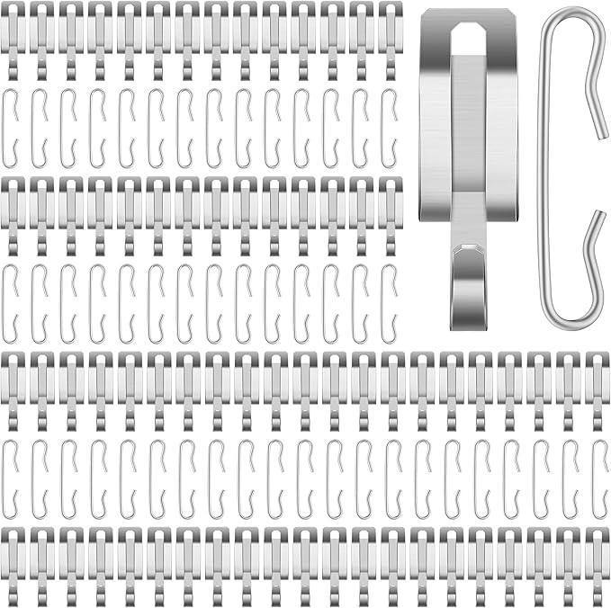 Moxweyeni 192 Pieces Heat Cable Roof Gutter Clips Christmas Light Clips 1.8" De Icing Cable Xmas Light Hooks and Spacers Set Outdoor Decor