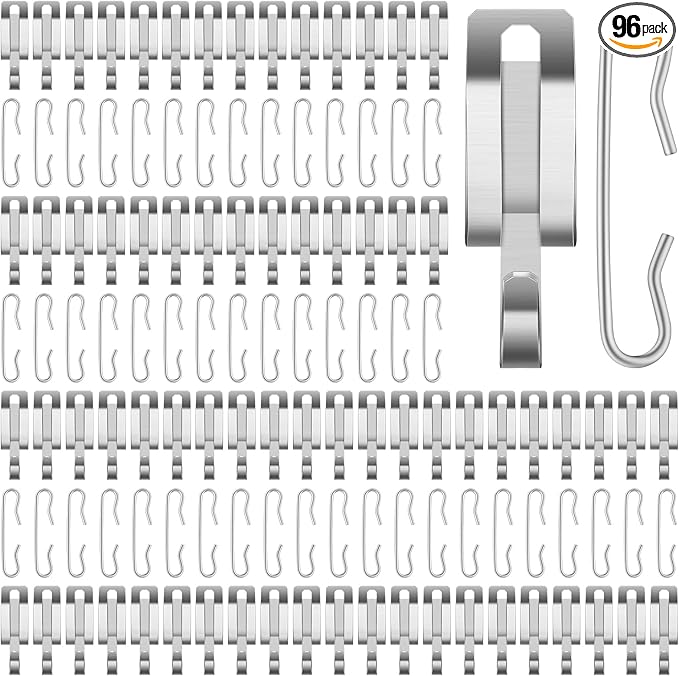 Moxweyeni 96 Pieces Heat Cable Roof Gutter Clips Christmas Light Clips 1.8" De Icing Cable Xmas Light Hooks and Spacers Set Outdoor Decor