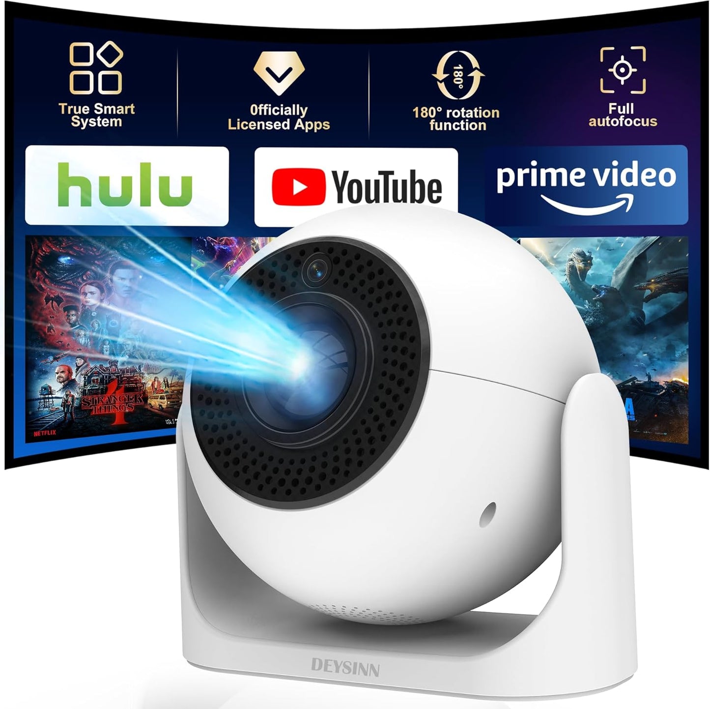 Skiennix Portable Mini Projector - 1080P 4K Support, Bluetooth, Auto Keystone Correction | Ideal for Home Theater & Outdoor Movies