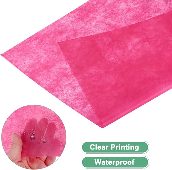 M METERXITY 38-Sheet Korean Cotton Wrapping Flower Paper, 22.8x17.7 Inch/ 58x45cm Waterproof Floral Wrapping Cotton Paper for Bouquets/Gift Packaging [Hot Pink]
