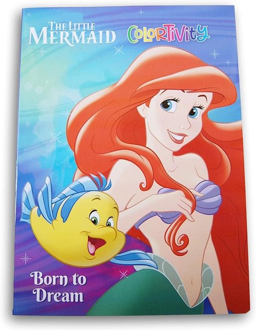Colortivity The Little Mermaid Ariel Coloring Book - 80 Pages with Bonus Cutout Door Hanger