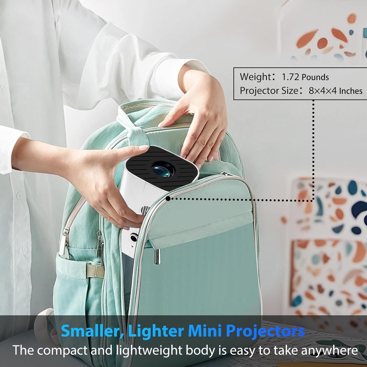 Skiennix Mini Projector - 1080P Bluetooth 5.3 Home Video Projector | Supports 4K, 210° Rotatable