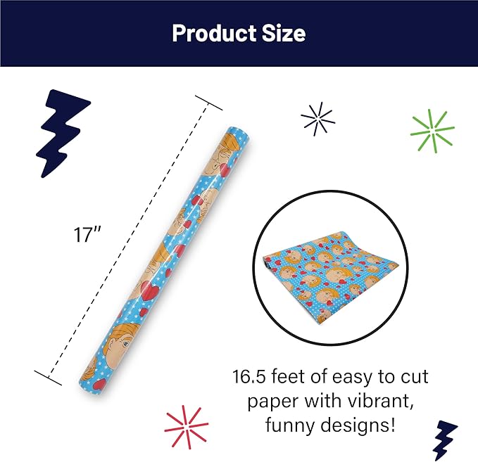GOOFBALLS Hilarious Wrapping Paper Roll – Funny Gift Wrap for Birthdays, Holidays, White Elephant, Gag Gifts - Trump Kisses